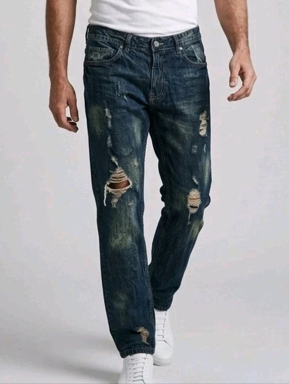 FWRD Denim Jeans Mens 36 (37x34) Blue Slim Distressed Ripped Biker Grunge HipHop